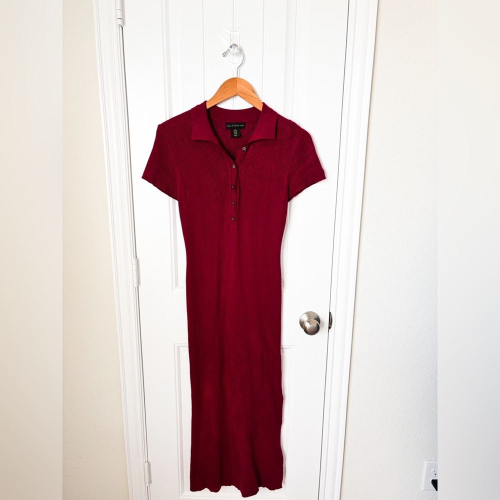 House of Harlow 1960 Burgundy Midi Dress Ribbed Size Medium